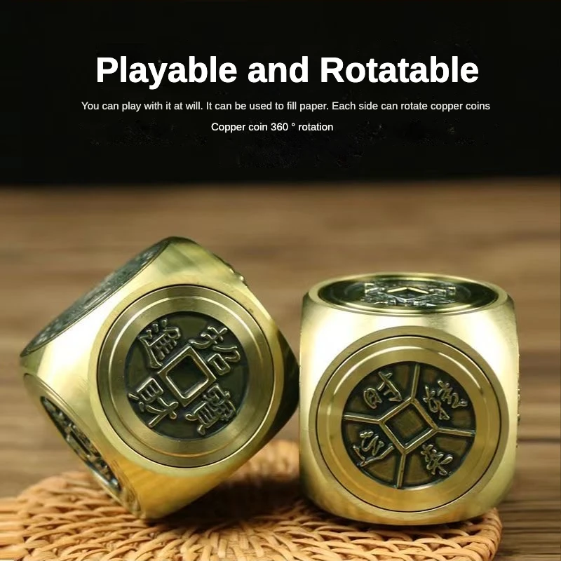 

Six-faced Four Beasts Copper Fidget Spinner EDC Cube Antistress Fidget Toys Decompression Stress Relief Toys For Adult Kids Gift