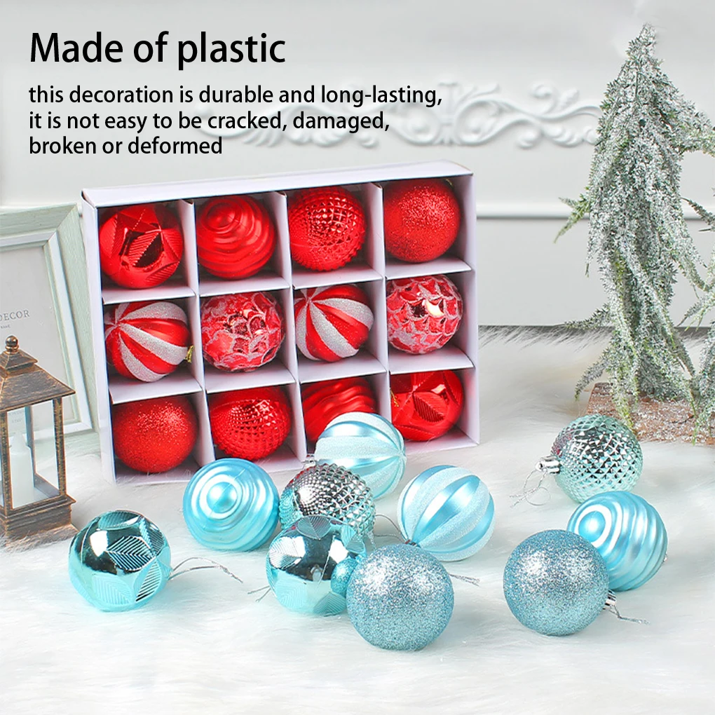12 шт., 6 см, рождественские шары, подвесные праздничные атмосферные украшения, день рождения, для помещений и улицы