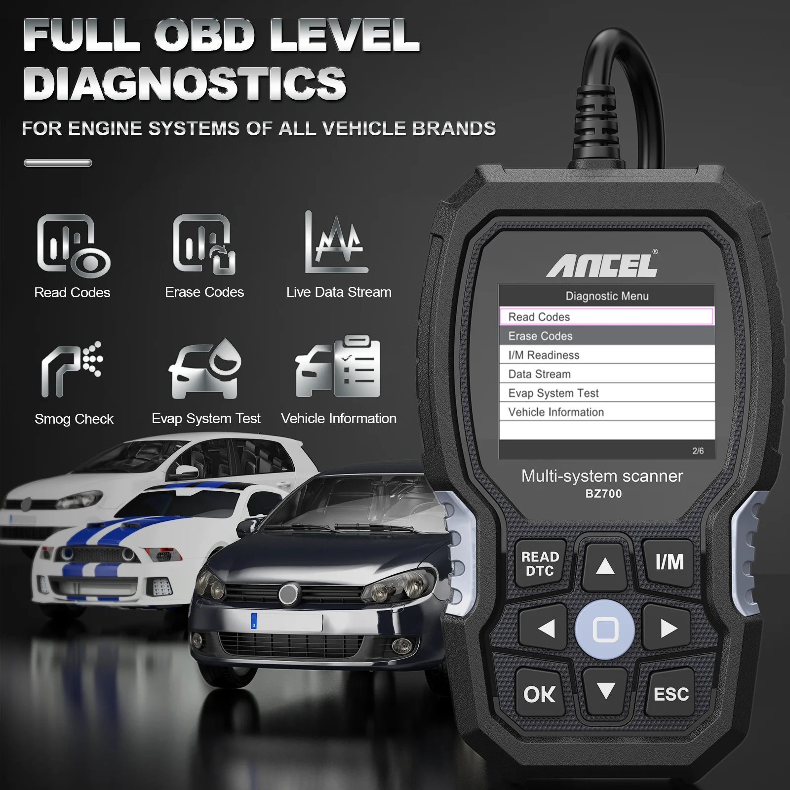 ANCEL BZ700 OBD2 Kfz-Scanner für Mercedes Benz Sprinter Smart All System ABS SRS SAS Öl-Reset Diesel-Autodiagnosetool