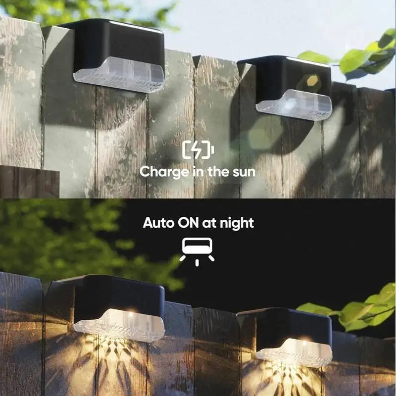 1~16PCs Solar Deck Lights Outdoor Waterproof LED Garden Step Light Stair Decorative Fence Lighting Patio Stairs Railing Pathway