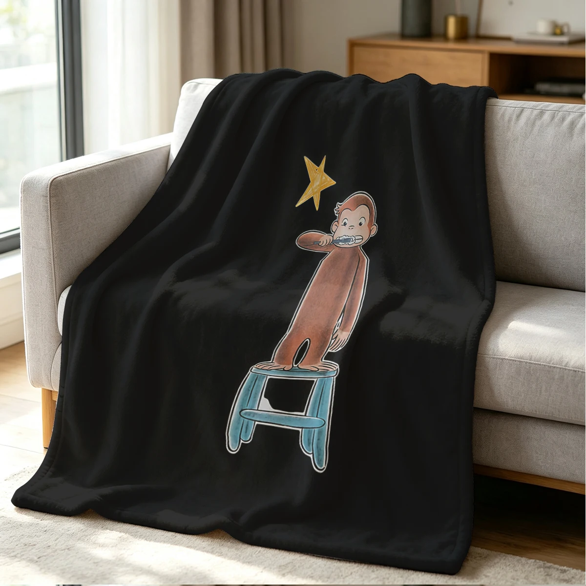 Star Monkey Blanket Soft Cozy Throw for Sofa Bed Festive Holiday Decor Gift for Kids and Adults,Lightweight and Warm