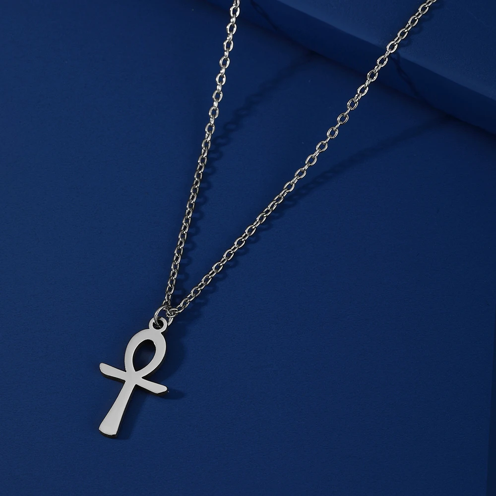 Dawapara Ankh Halskette Ägypten Koptischen Kreuz Charme Doppel Schicht Schlange Kette Edelstahl Frauen Halskette Amulett Religiöse – Detail 16