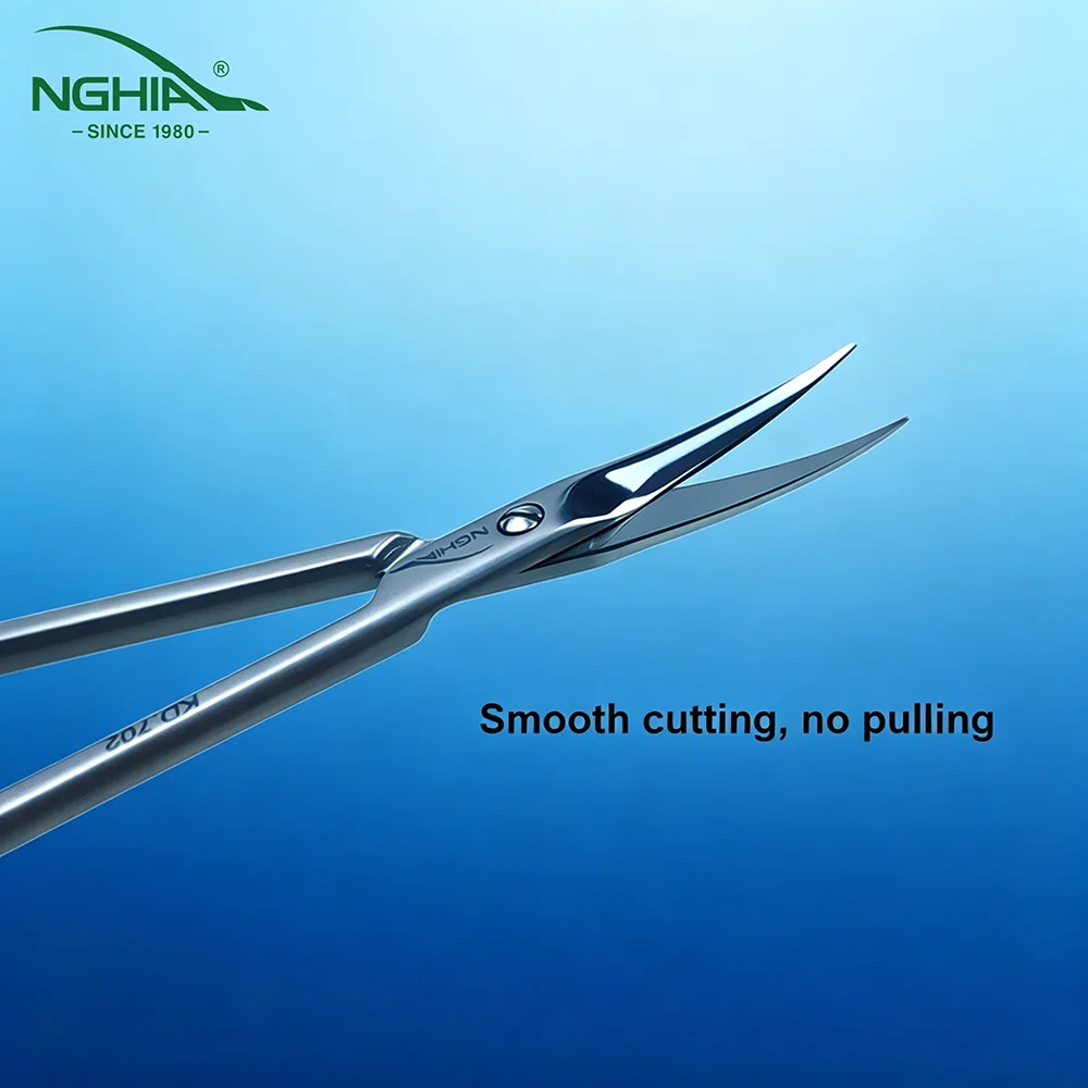 KD702 NGHIA Cuticle Scissors Stainless Steel Ultra-thin Curved Blades Sharp Cuticle Trimmer Non-fatiguing to the Hand
