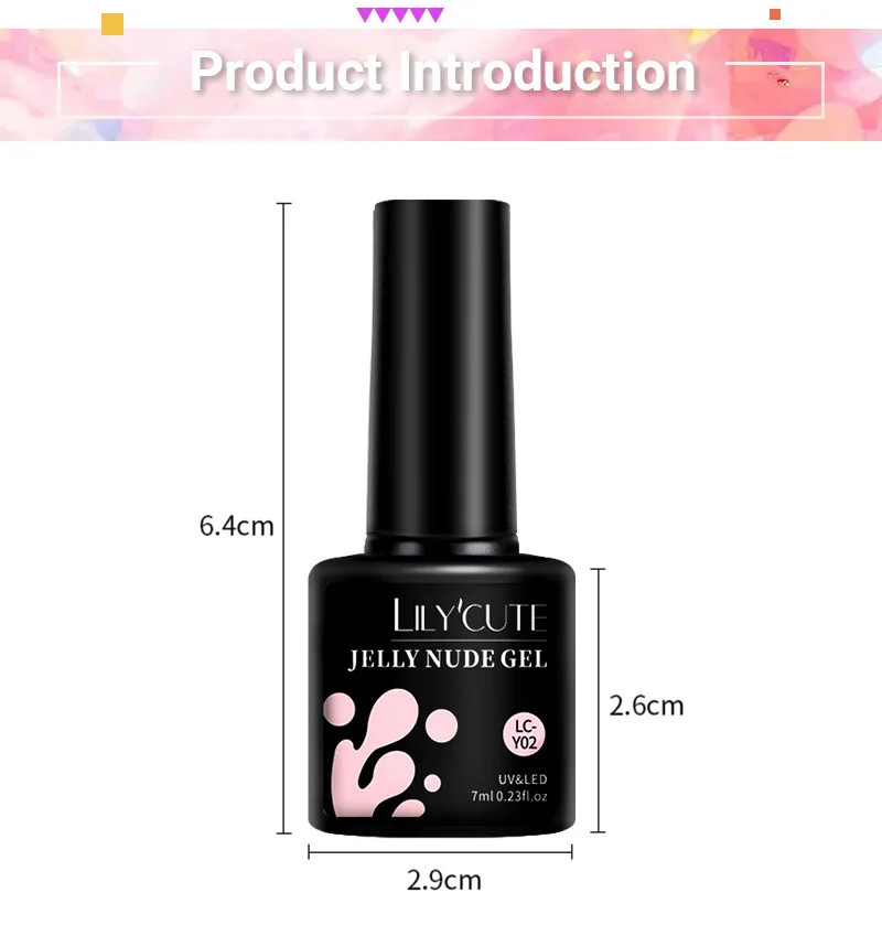 LILYCUTE 7 ml Jelly Nude Pink Peach Gel Nagellack Frühling Sommer Transparente Maniküre Soak Off UV Bunte Nail Art Gel Lack – Detail 2