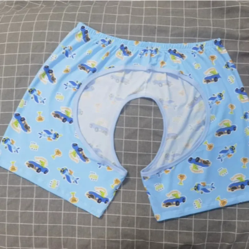 Summer Cotton ABDL Cute Printed Short-sleeved T-shirt Open Crotch Shorts Adult Breathable Comfortable COS Soft Home Clothes