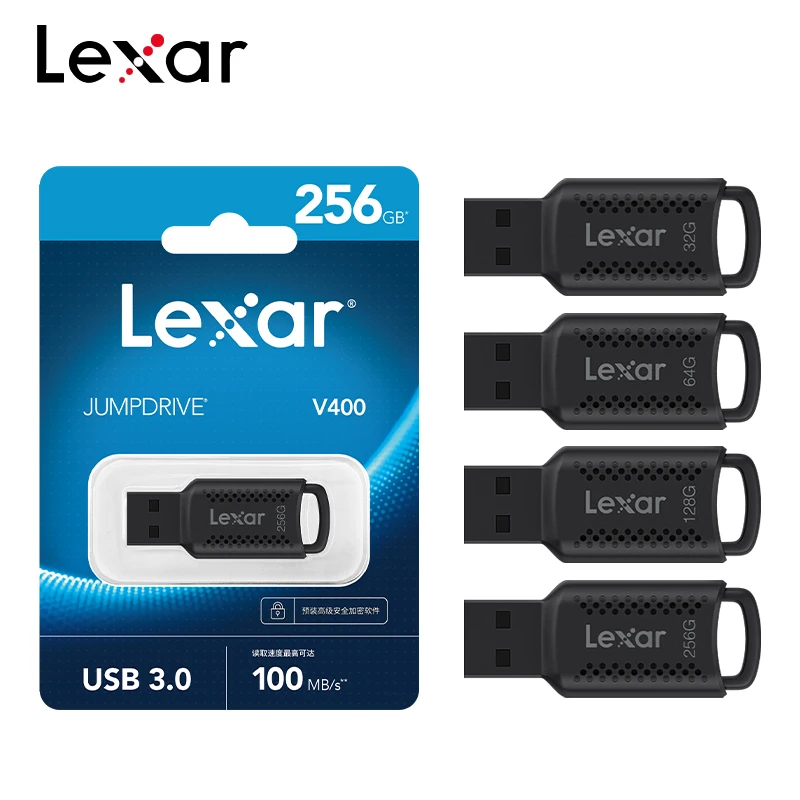 Lexar V400 USB 3.0 Pen Drive 256GB 128GB 64GB 32GB Flash Memory Drive High Speed 100MB/s Encrypted Stick for Desktop Laptop