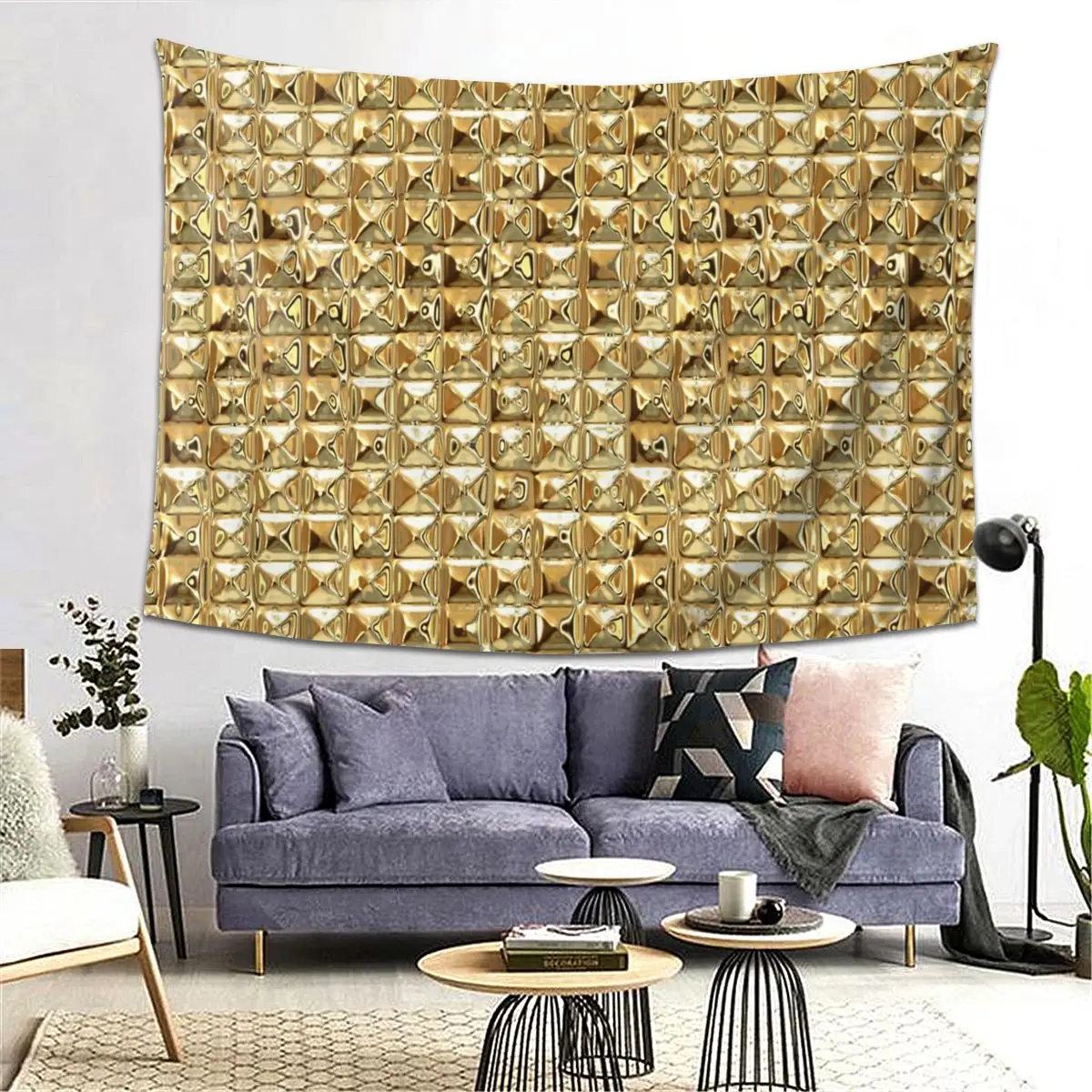 

Gold Tapestry Decoration Art Aesthetic Tapestries for Living Room Bedroom Home Wall Cloth Wall Hanging