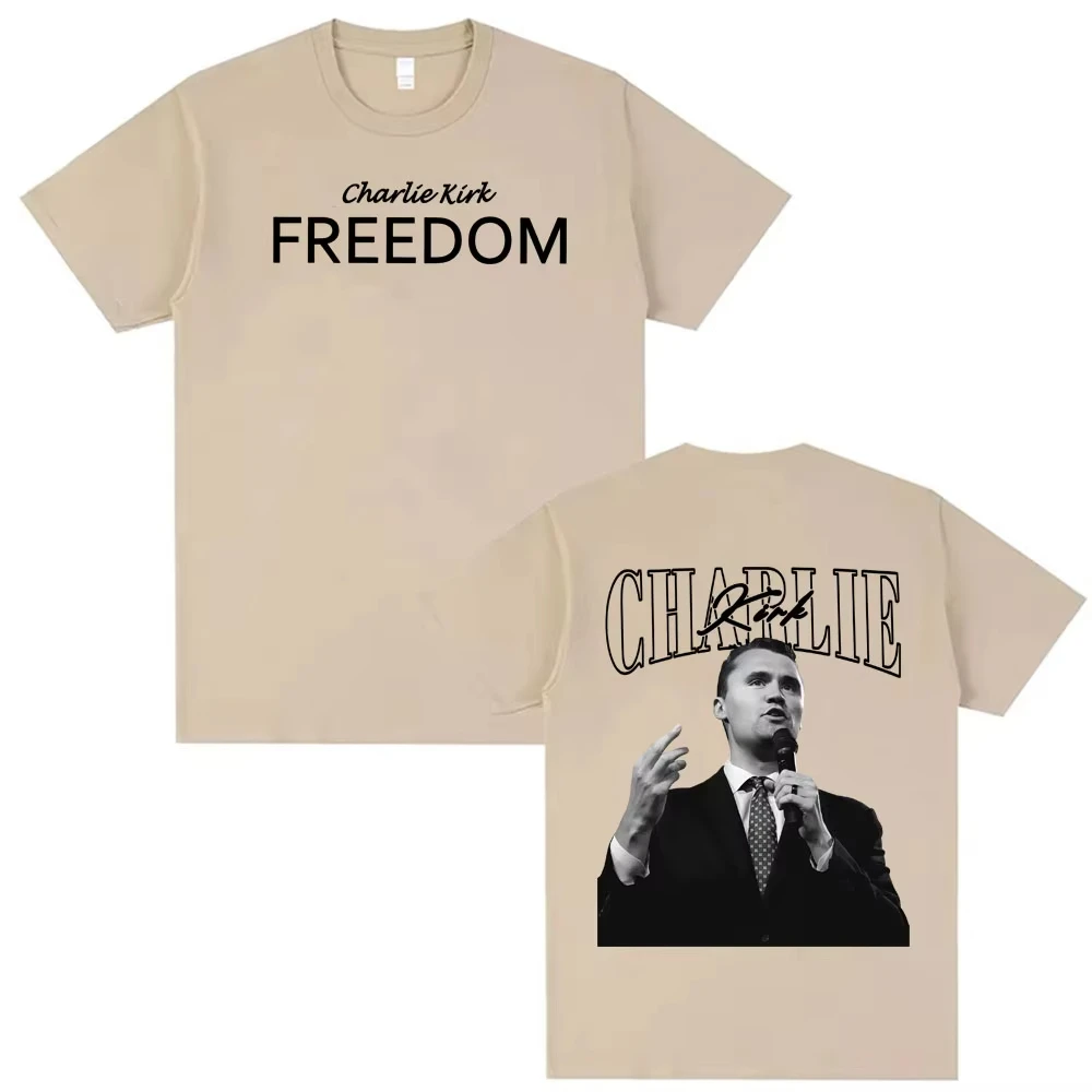 여성 여름 여성용 특대형 캐주얼 컴포트 티셔츠 스트리트웨어 Justice for Charlie Kirk Freedom Merch 티셔츠 하라주쿠
