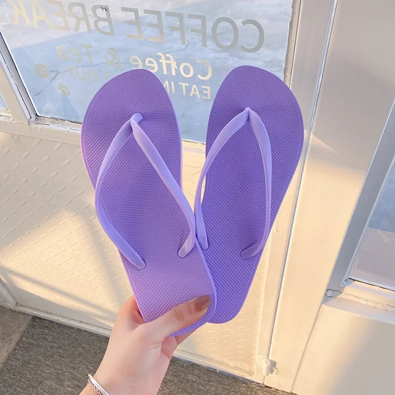 Women Summer Flip Flop Slippers Antiskid Bathroom Bathing Beach Beach Plywood Summer Cool Slippers Non-slip Breathable Fashion