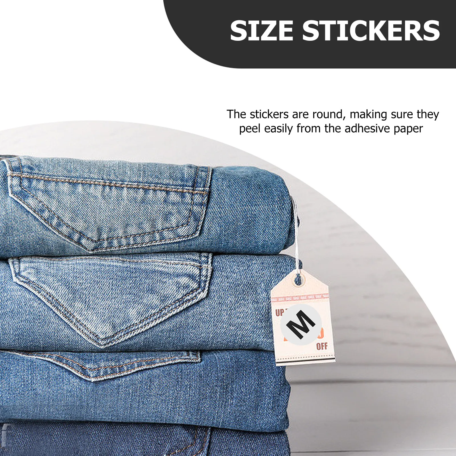 

1500Pcs Round Size Label Stickers Self-Adhesive Clothing Size Labels for T-Shirts Apparel Organization Clear Easy Peel Paste