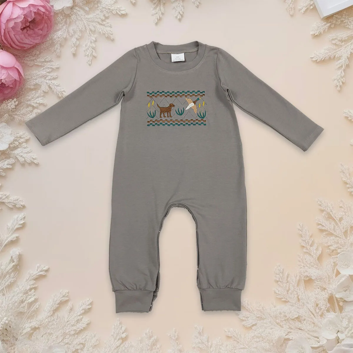 

Комбинезон с вышивкой собаки-утки для новорожденных мальчиков, комбинезон с пузырьками, боди для малышей, хлопковый комбинезон, комбинезон, одежда, оптовая продажа