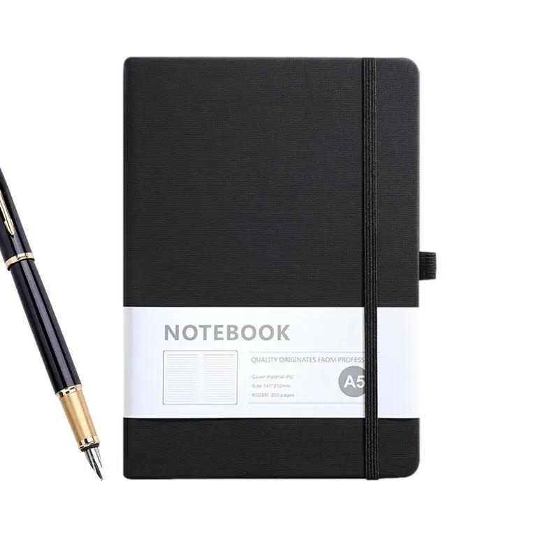 Diary Notebook A5 PU Leather Cover Horizontal Line Notebook Journal 200 Pages Notepads Diary Agenda Business Work Notebook