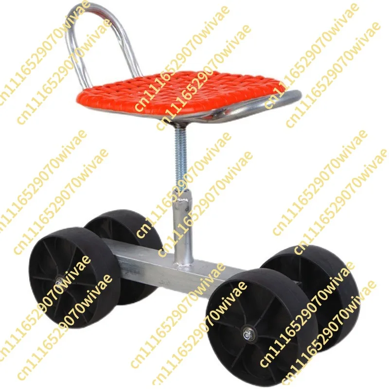 Adjustable Height Rotating Garden Stool with Kneeling Pad Rolling Wheels Mobile Gardening Seat for Comfortable 360° Sitting & Kn