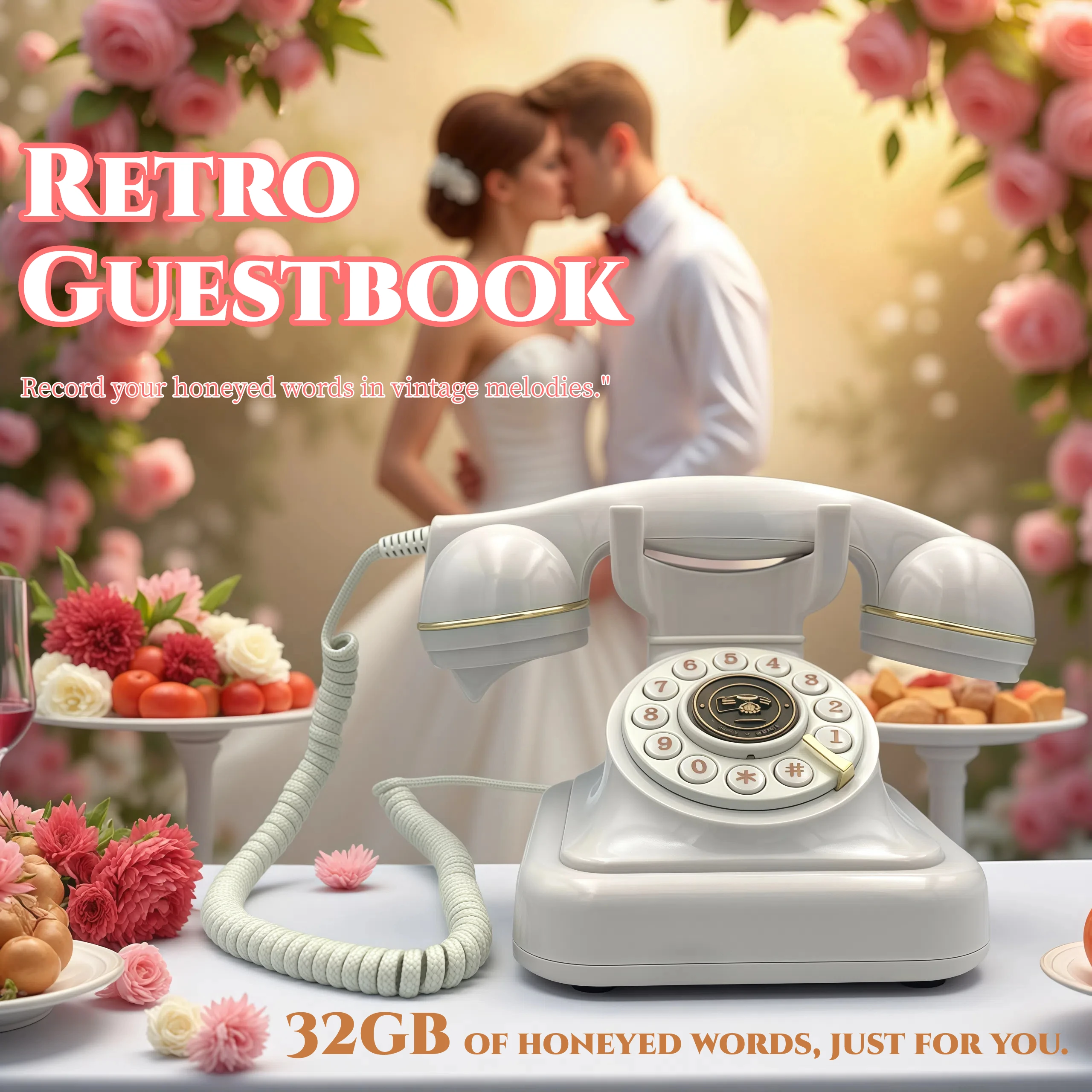 Wedding Audio Message Book Vintage Rotary Blessing Message Telephone Audio Voice Memorial Suitable for Wedding Party Birthday