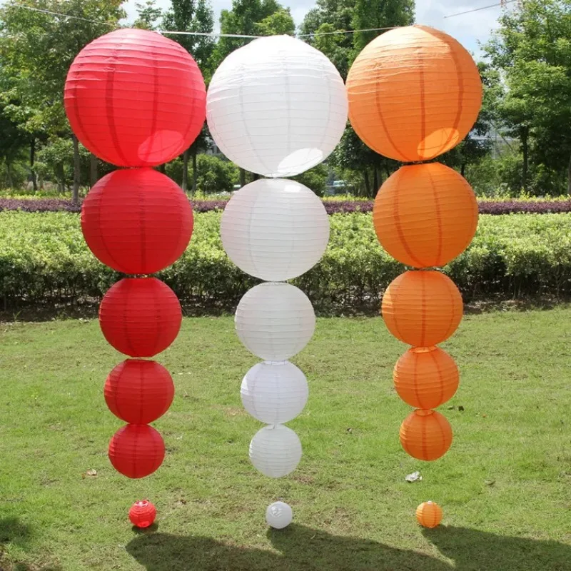 1pc White Color A Variety of Sizes Chinese Paper Lanterns Wedding Birthday Event Party Decoration Holiday Supplies Paper Balls view 4