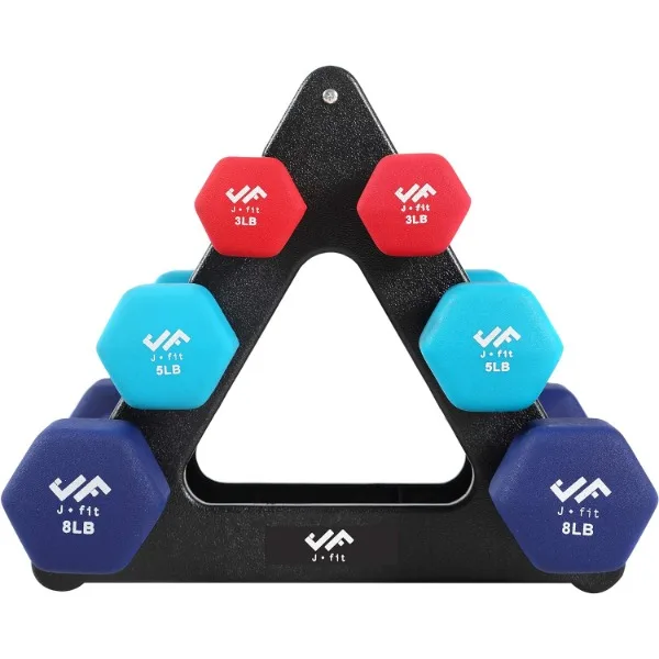 

JFIT Dumbbell Hand Weight Pairs and Sets – Neoprene and Vinyl Dumbbell Pairs Options or 7 Neoprene Dumbbell Rack Set