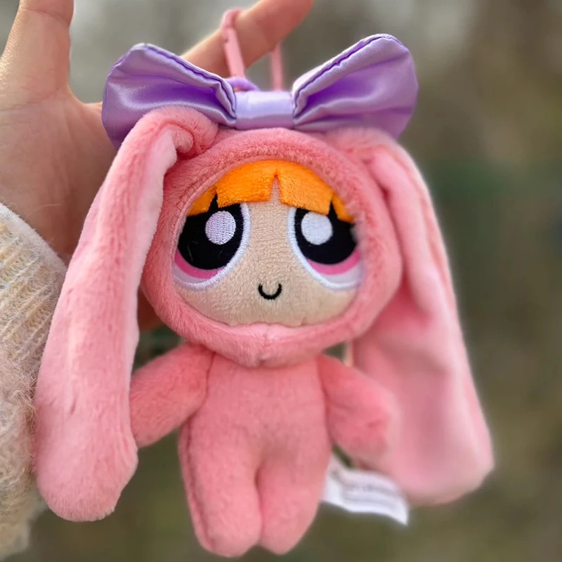 12 cm Tasche Plüsch Anhänger Powerpuff Girls Cartoon Nette Dress Up Hase Kaninchen Plüsch Spielzeug Anhänger Fliege Puppe Geschenk puppe für Mädchen – Detail 1