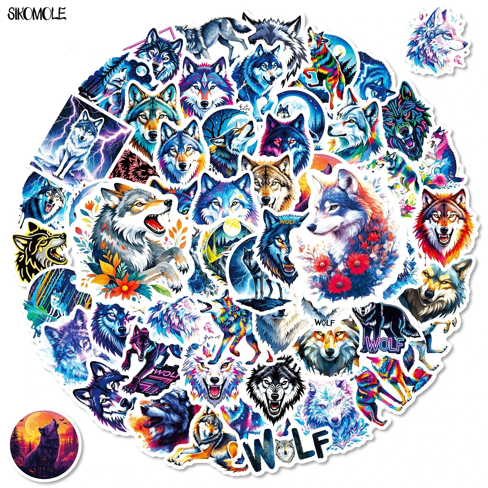 10/56PCS Cartoon Grasland Wolf Graffiti Aufkleber Ästhetische Tiere DIY Sammelalbum Laptop Stationäre Koffer Aufkleber Aufkleber Spielzeug