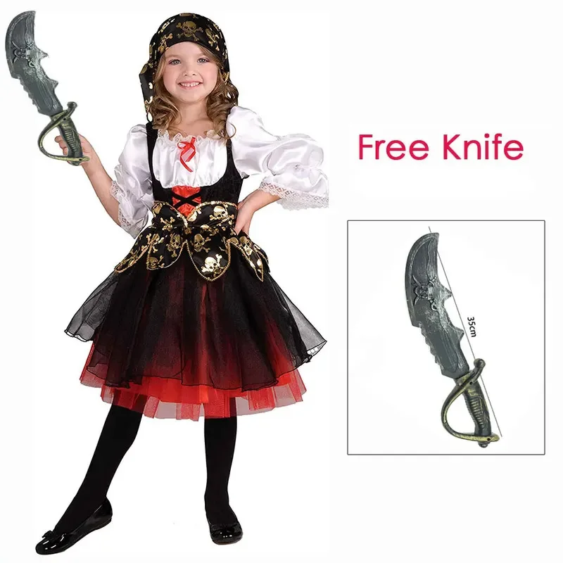 

Lil' Pirate's Treasure Kids Child Pirate Costume for Girls Halloween Purim Party Carnival Dress Up Umorden