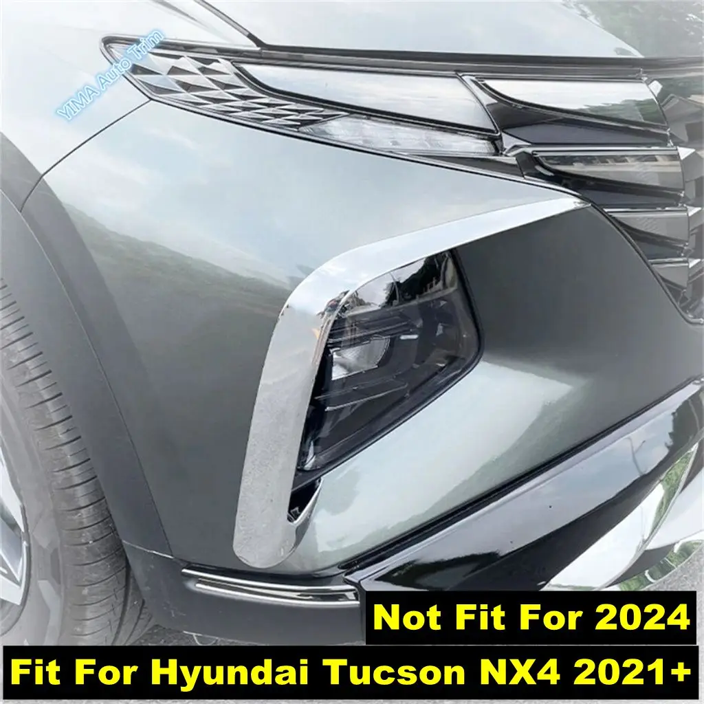 

Carbon Fiber Look Auto Front Bumper Fog / Light Foglight Lamp Cover Trim For Hyundai Tucson NX4 2021 - 2023 Chrome Accessories