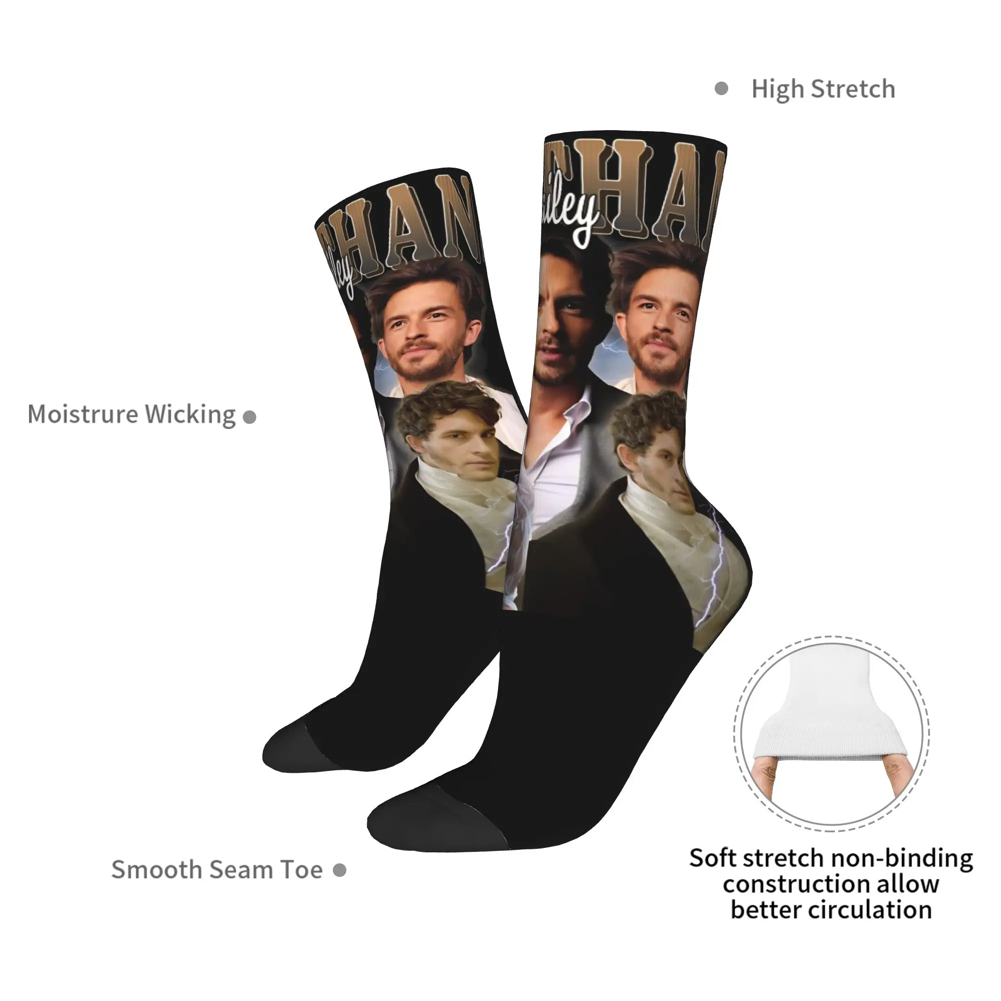 Зимние теплые носки унисекс в стиле ретро с актером Джонатана Бейли, нескользящие баскетбольные носки