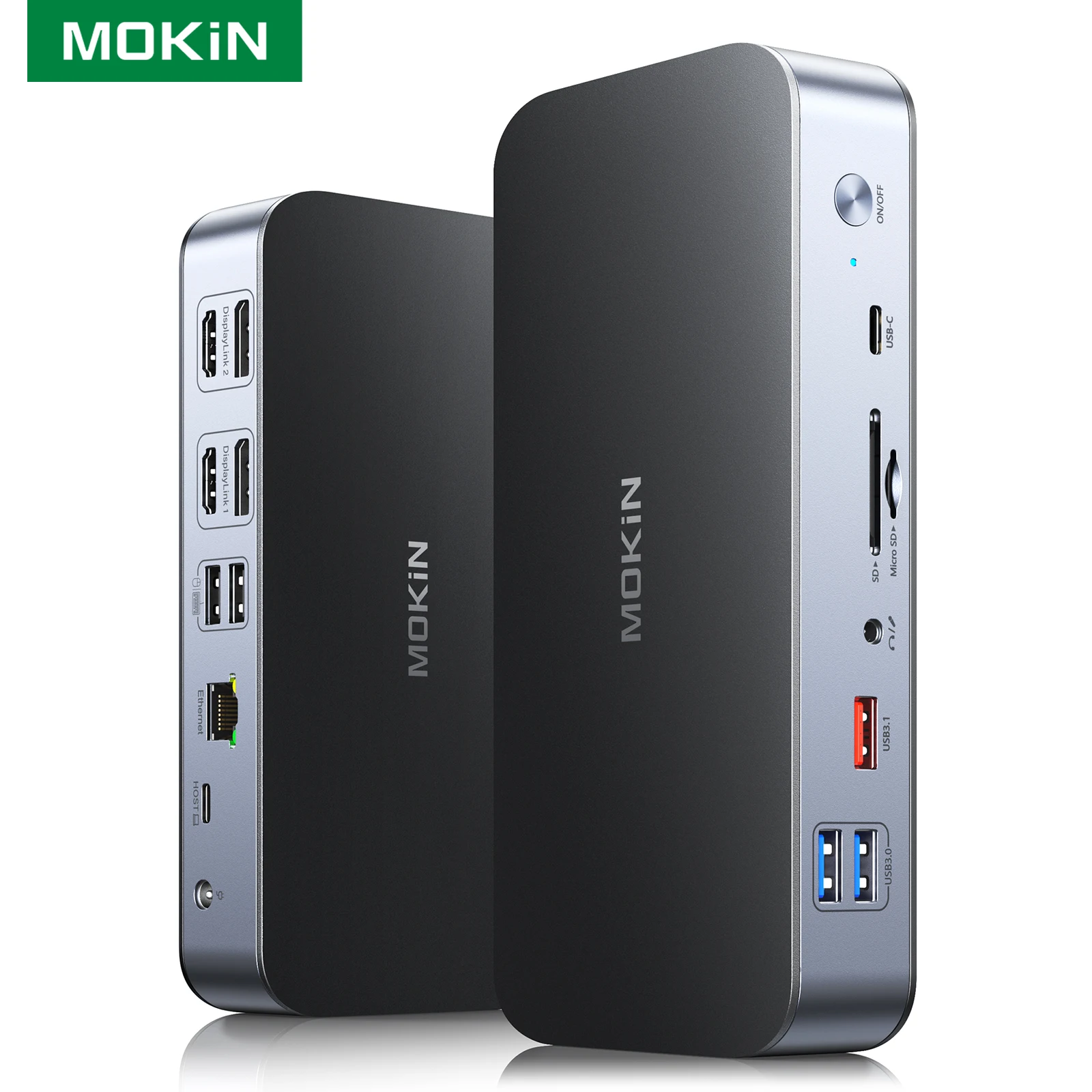 

Док-станция MOKiN 15 в 1 DisplayLink: 2 HDMI, 2 Displayport, USB 3.1, 2,5 Гбит/с Ethernet, концентратор постоянного тока 120 Вт для MacBook Pro/Air/Dell