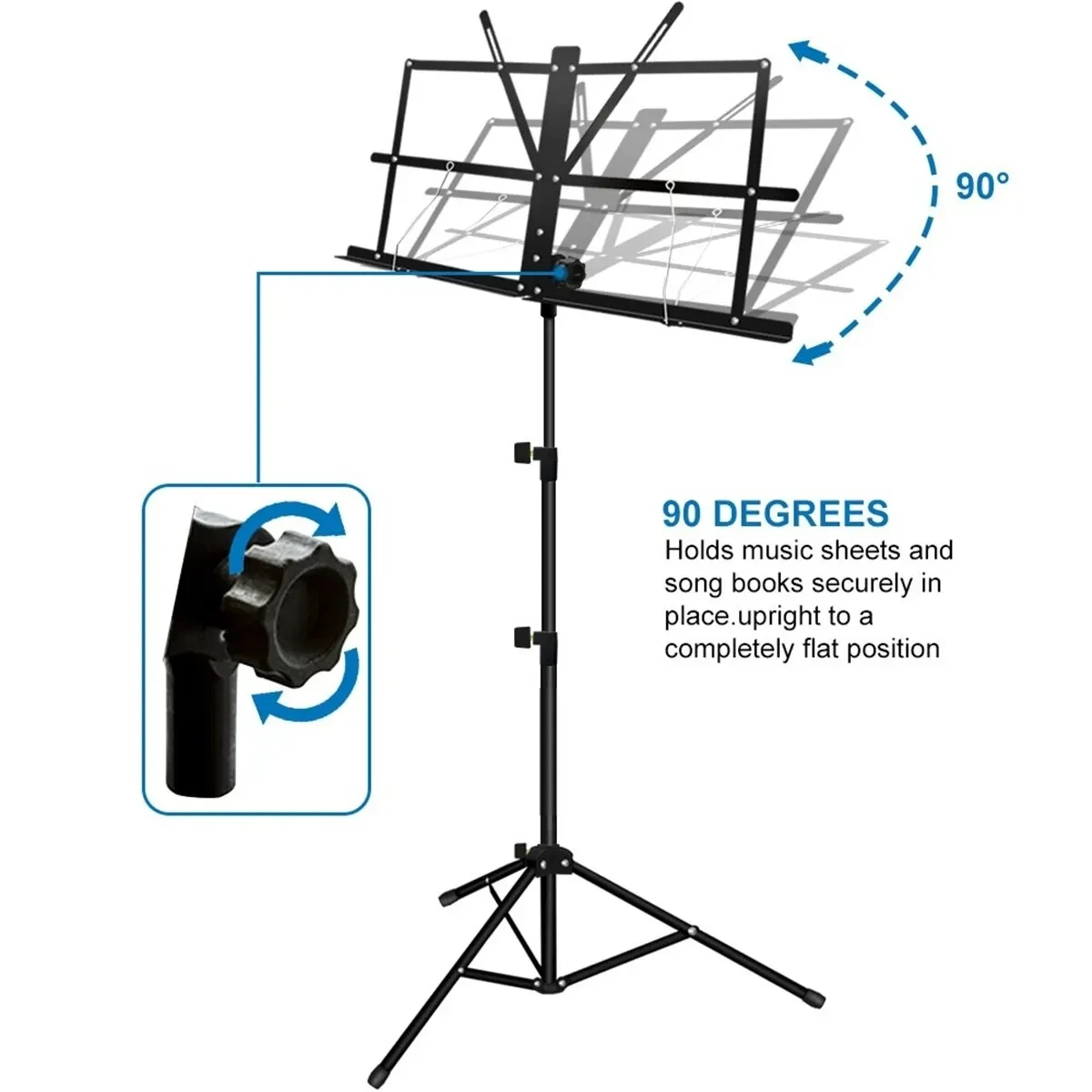 Music Stand 2 in 1 Dual Use Folding Sheet Music Stand Desktop Book Stand Portable and Lightweight