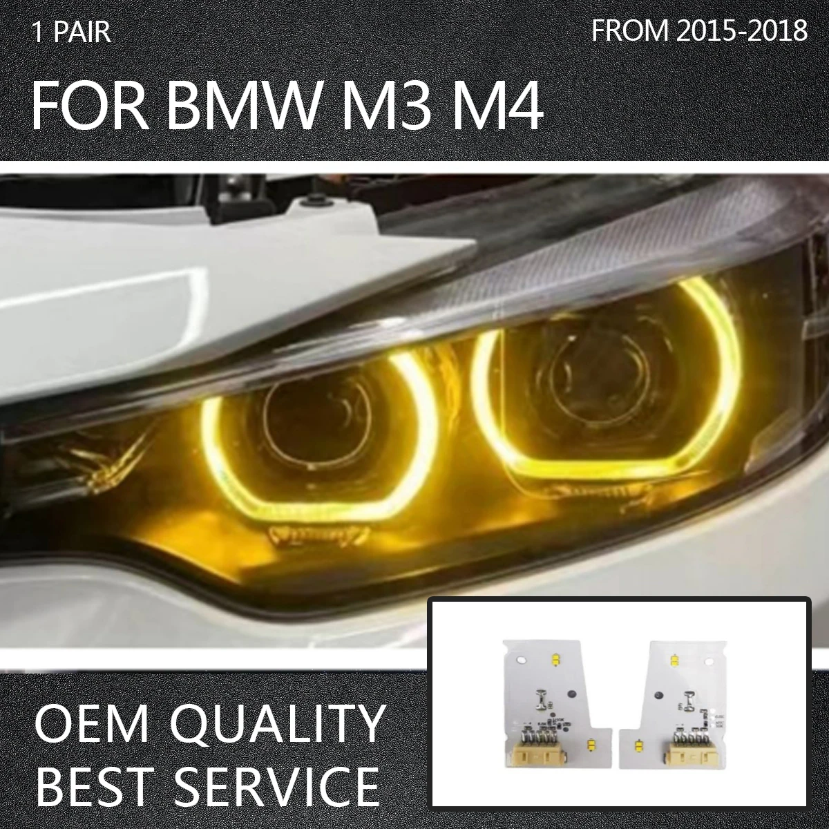 

Yellow DRL RGB LED Boards Headlights daytime running light Replacement for BMW M3 M4 F32 F36 F80 F82 LCI