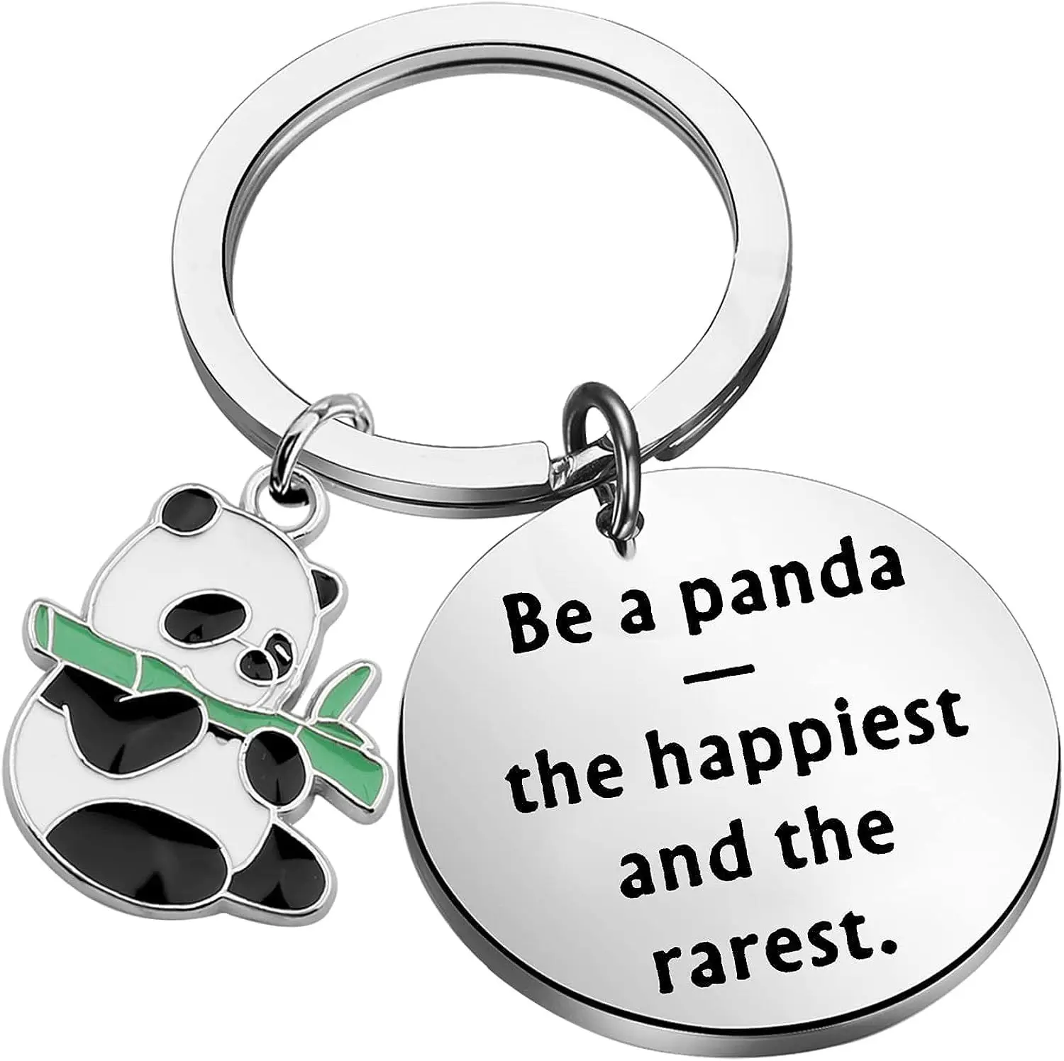 New Panda Pendant Student Versatile Stainless Steel Keychain Backpack Pendant Gift Wholesale