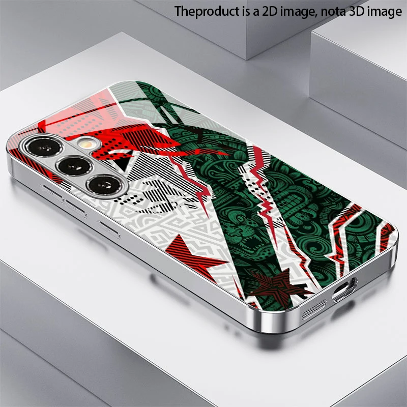 Maya Tiger Pattern 2D Phone Case for Samsung S26 S25 S24 S23 S22 S21 S20 A56 A36 A16 - Glass Protective Cover
