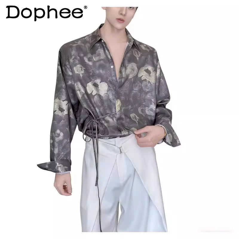 

2026 Spring New Fashion Light Luxury High-end Long-sleeve Lapel Shirts Men's Trend Elegant Chic Tops Unique Loose Comfort Shirts