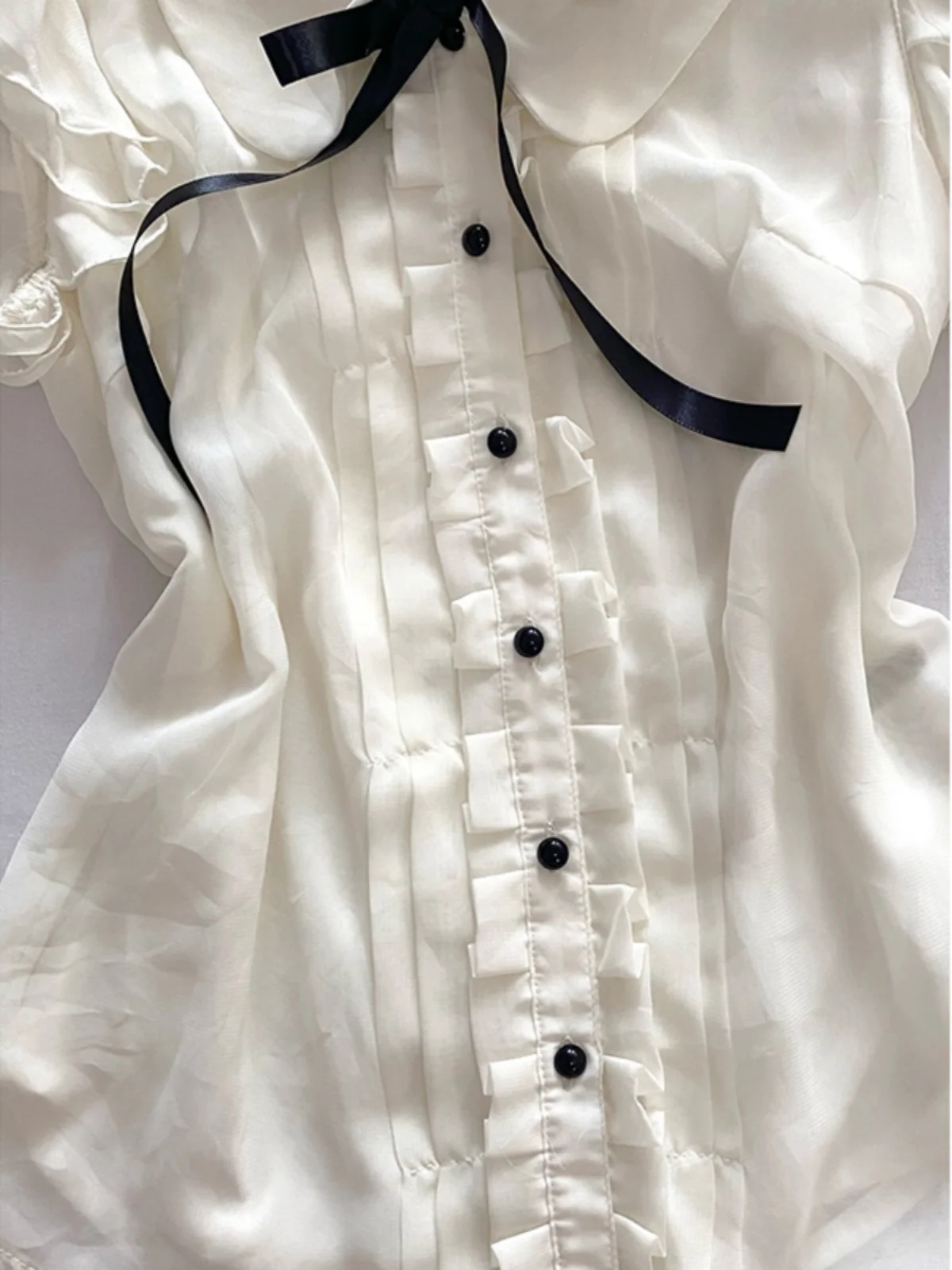 エレ ホワイト ドールカラー ヴィンテージ Vネック レディース イルト シフォン サマー トップ ファッショナブル ヴィンテージ スレ オルト スヴェ コットンブレンド