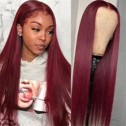 Burgundy Lace Wigs for Women Synthetic 99J Blonde Lace Wig PrePlucked Heat Resistant with Baby Hair Straight Synthetic Lace Wig