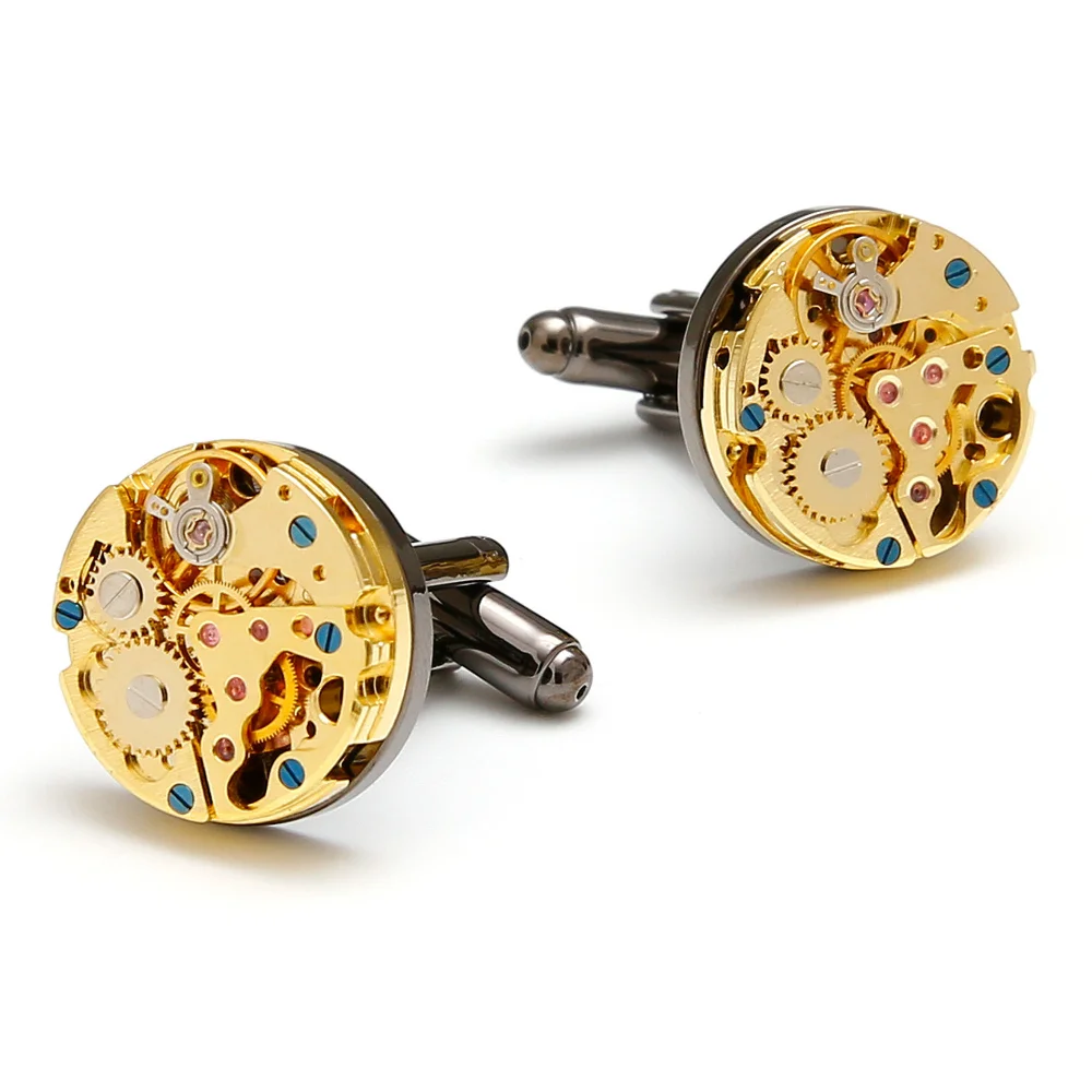 Steampunk Watch Movement Cufflinks Real Gear Mechanical Cuff Buttons Vintage Punk Men French Shirt Cufflinks Business Party Gift