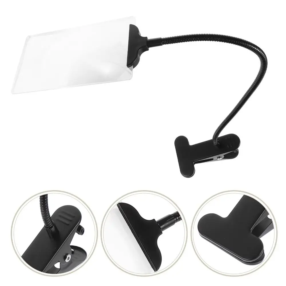 Adjustable Magnifying Glass with Clip Flexible 5X Optical Lens 5X Magnifier Clear View Crystal-clear Acrylic Lenses