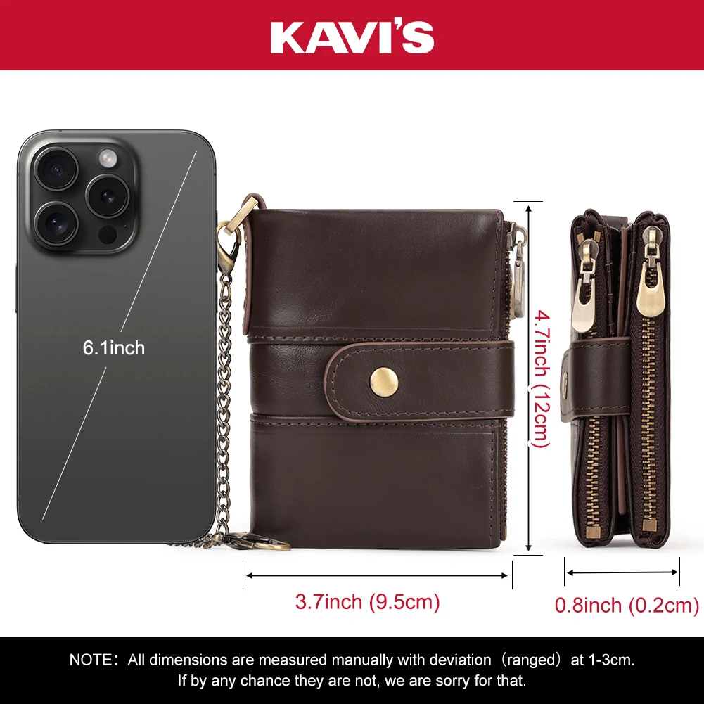 KAVIS 100% Genuine Leather Rfid Wallet Men Crazy Horse Wallets Coin Purse Short Male Money Bag Quality Designer Mini Walet Small