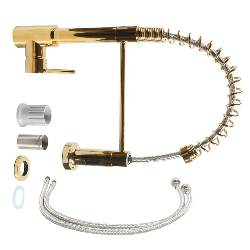 

A03Z-Faucet W/Pull Down Sprayer Spring-Loaded Pull-Out Brushed For RV Kitchen Faucets Hot And Cold Dual-Use Rotating Faucet