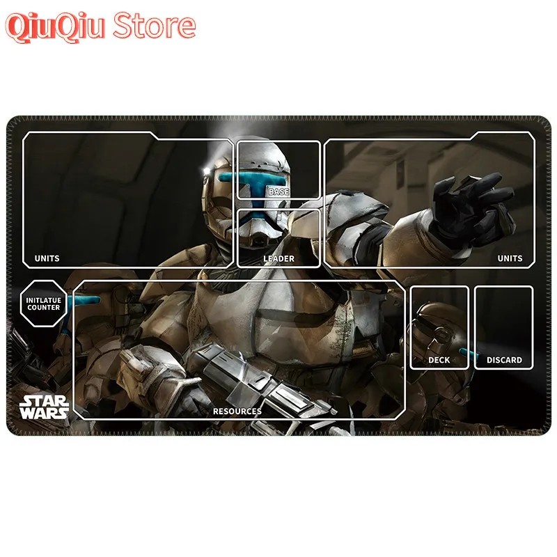 60x35x0,2cm Star WarsUnlimited TCG DIY Zubehör SPIEL Karte PlayMat Overlock Black Warrior Mandalorianer Sammlung Geschenk Spielzeug
