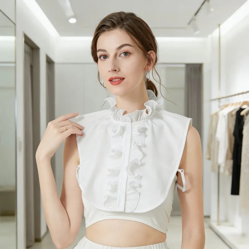 White Lace Ruffled Shirt Collar Women's Sweet Decorative Shirt Collar Multifunctional Layered Accessory