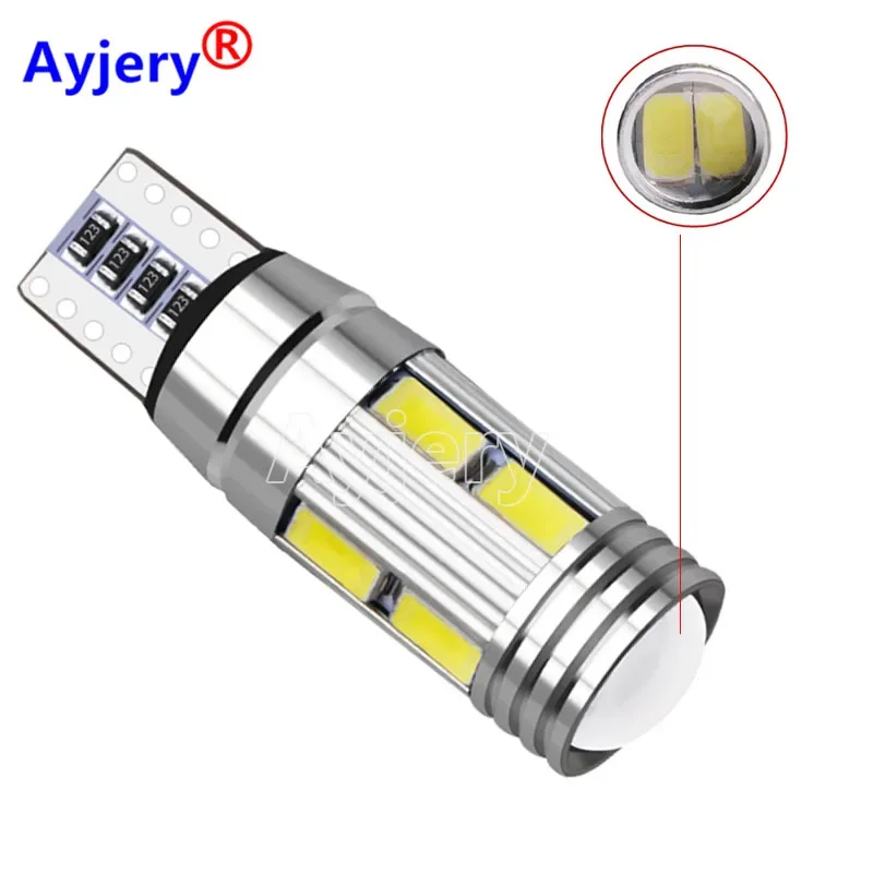 AYJERY 50pcs Auto LED Canbus T10 10 SMD 5630 W5W 192 194 White 12V Car Wedge Parking Dome Light Marker Light Lamp Bulb