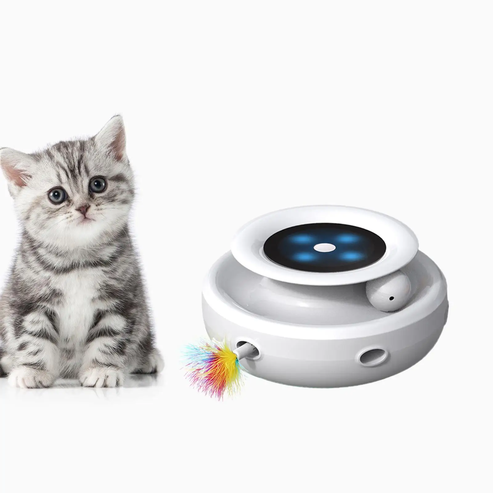 

2 in 1 Interactive Cat Toy Balls Feather Power Supplies Auto On/Off