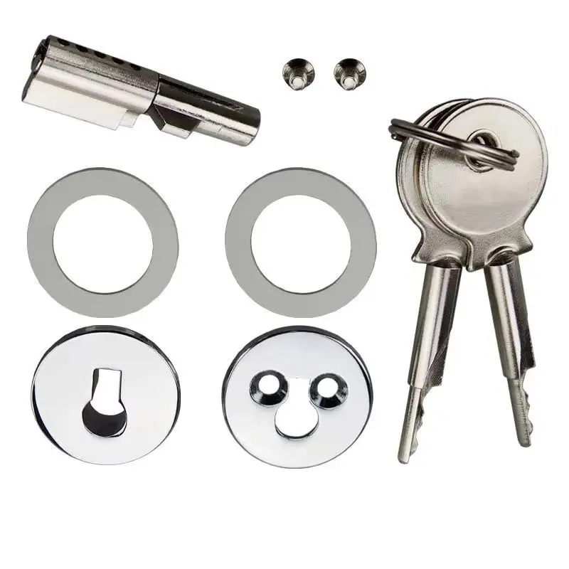 Chromed 20Pieces Zinc Alloy Glass Cabinet Locks Shopping Mall Showcase Jewelry Display Cabinet Sliding Door Locks (Keys Alike)
