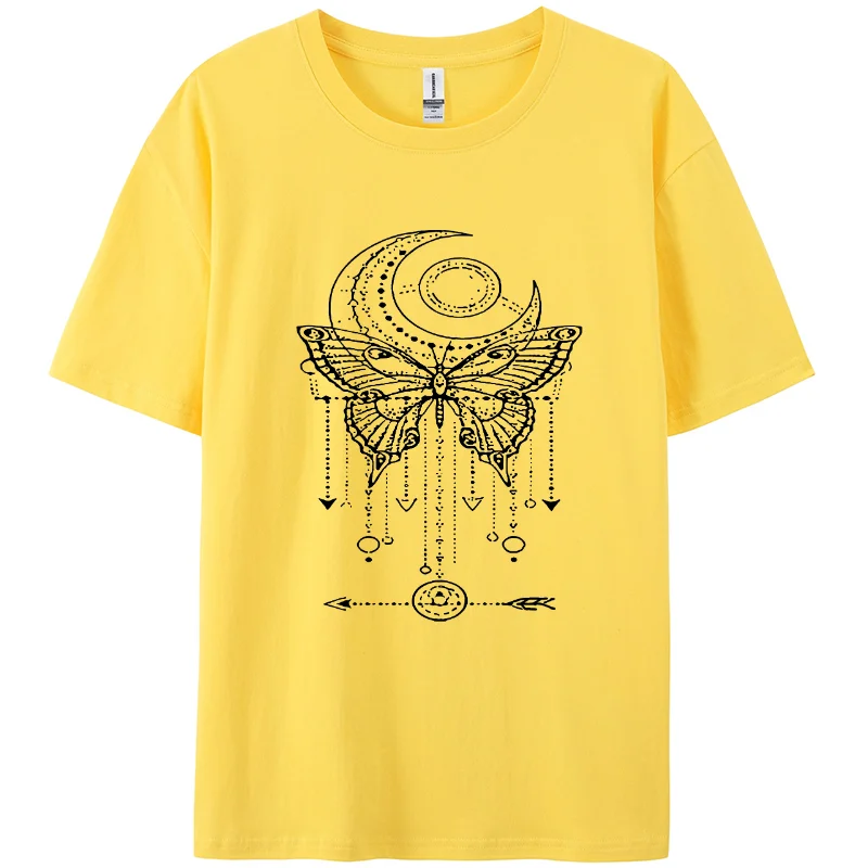 Unisex Minimalist Butterfly Stick Figure Print Women's T-Shirt 100% Cotton Breathable Soft Short Sleeve Basic High Quality Tees