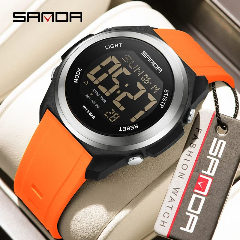 SANDA New Man Digital Watch Colorful Night Light Sports Watch Multifunctional Stopwatch Waterproof Student Electronic Watches