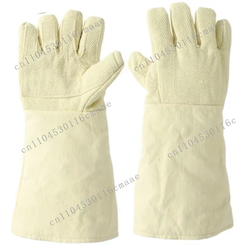 Withstand 1000 Deg.C Anti-scalding Reinforced Yellow Para-aramid Twill Anti-heat Fire Retardant Long Safety Working Gloves