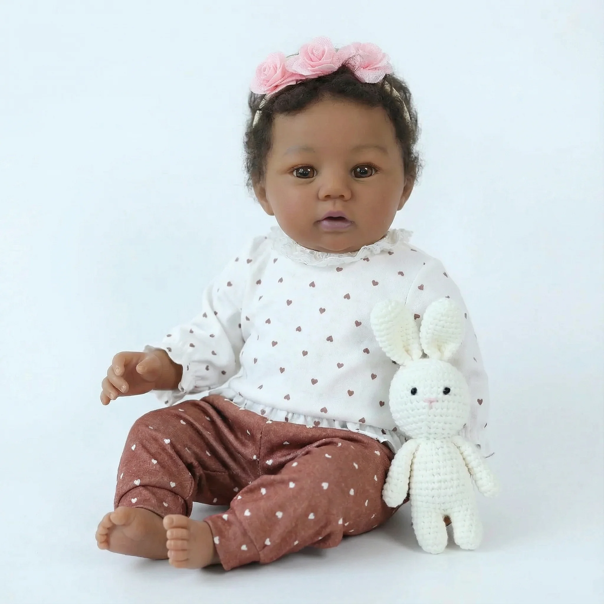 NPK 18インチ等身大リボーンドール アビゲイル ブラウン肌色 ソフトボディ 手植えヘア付き コレクターズドール