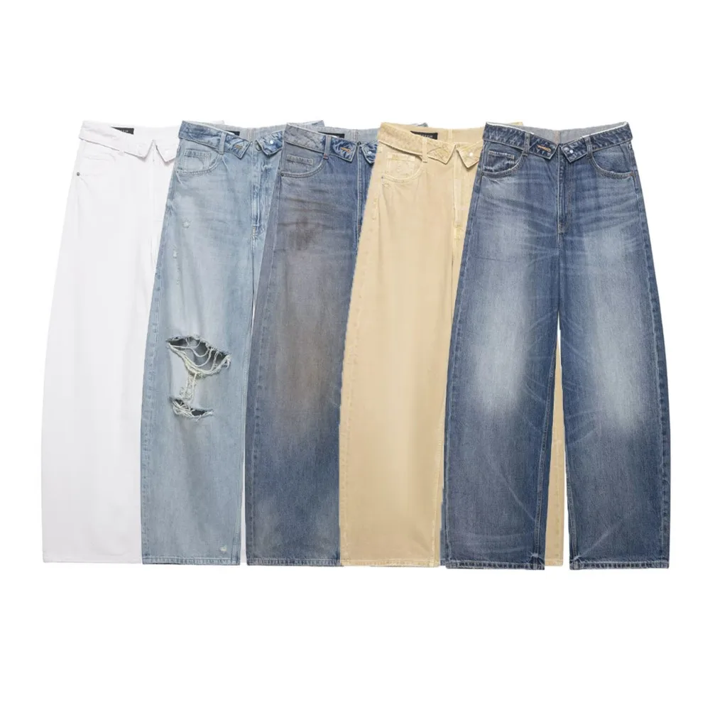 2026 Herbst Baggy Jeans Weite Hosen für Damen Retro Allround Street Style Trendige Mode mit Löchern Schicke Damenkleidung