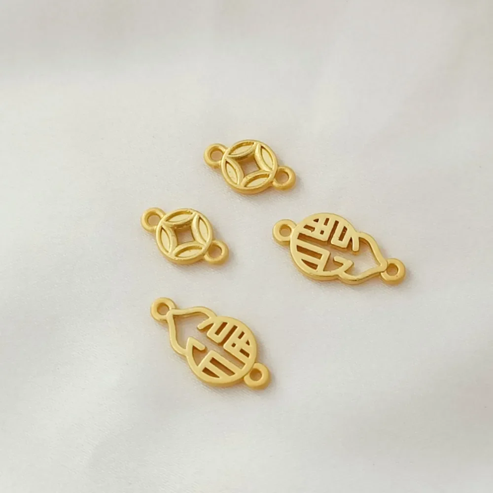 

Ancient-style Gold Accessories Retro Copper Coins "Fu" Character Gourd Pendant DIY Double Hanging Connection Bracelet Jewelry