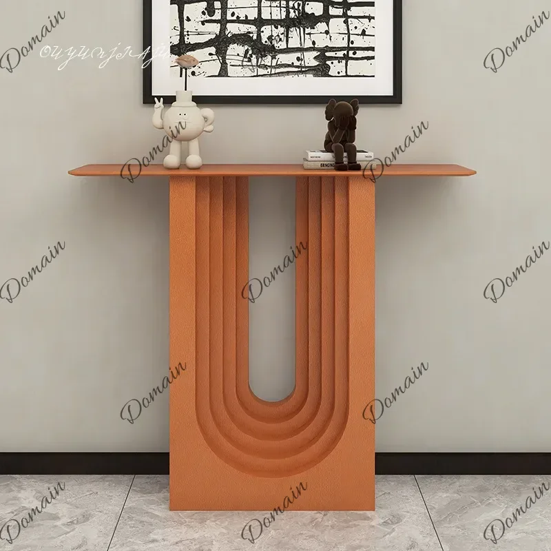Entrance table, entrance door, entrance table, villa end view, aisle, narrow wall-mounted storage rack