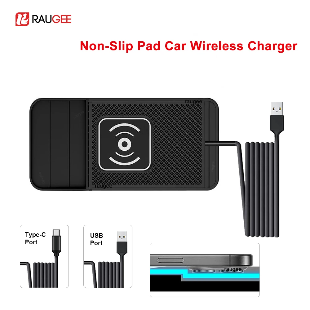 

Беспроводное автомобильное зарядное устройство, силиконовая нескользящая накладка для iPhone 17, 16, 15, 14, Samsung S25 S24, беспроводная быстрая индукционная автомобильная зарядная панель для телефона
